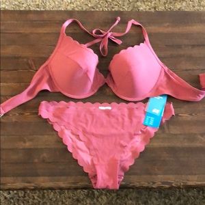 Scalloped mauve bikini
